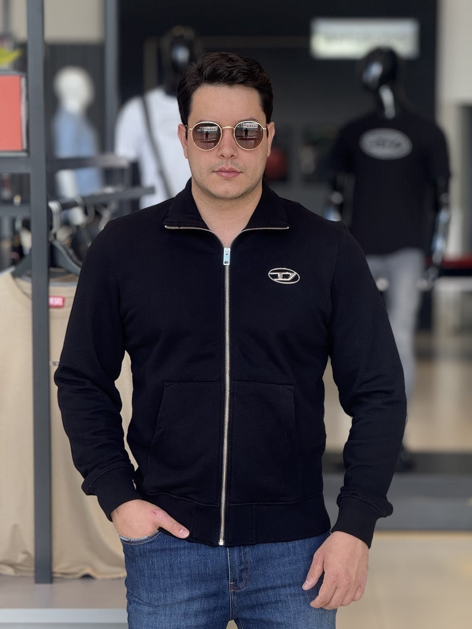 Blusa Diesel Moletom S-Ginni-Zip-Od Felpa Masculino