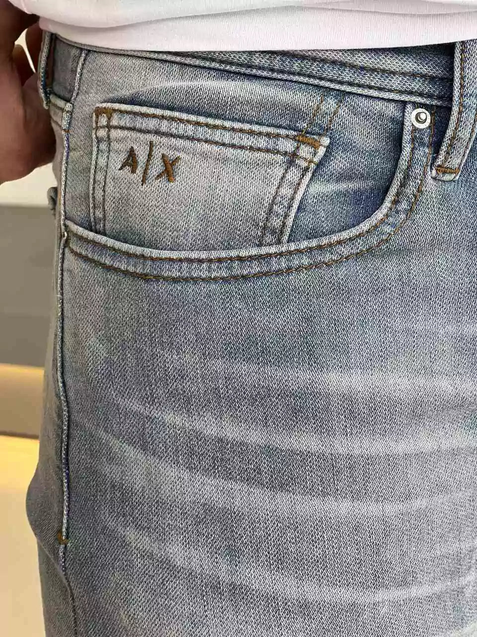 Calça Armani Exchange Jeans Slim Light Masculino Azul Claro