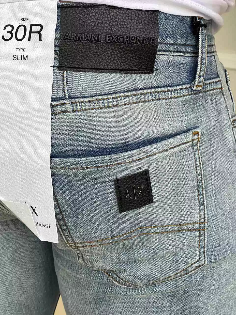 Calça Armani Exchange Jeans Slim Light Masculino Azul Claro