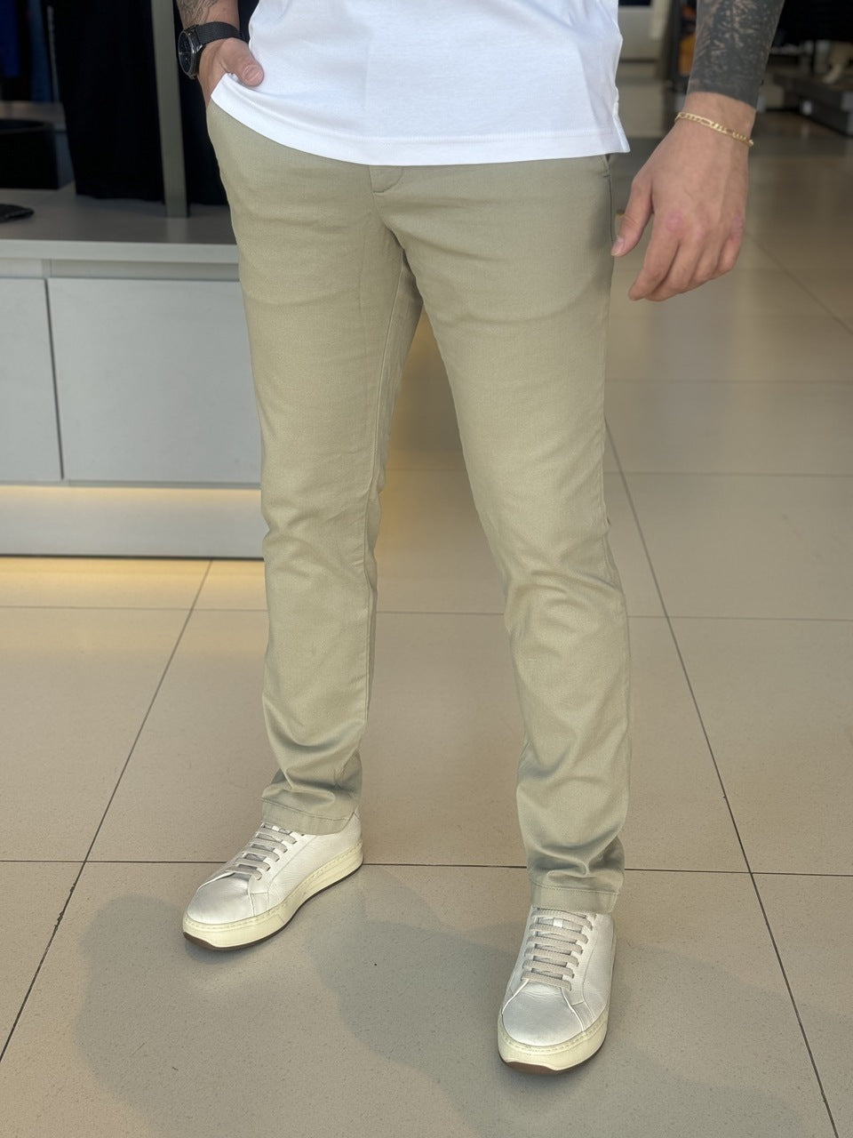 Calça Calvin Klein Slim Fit Sueded Stretch Masculino