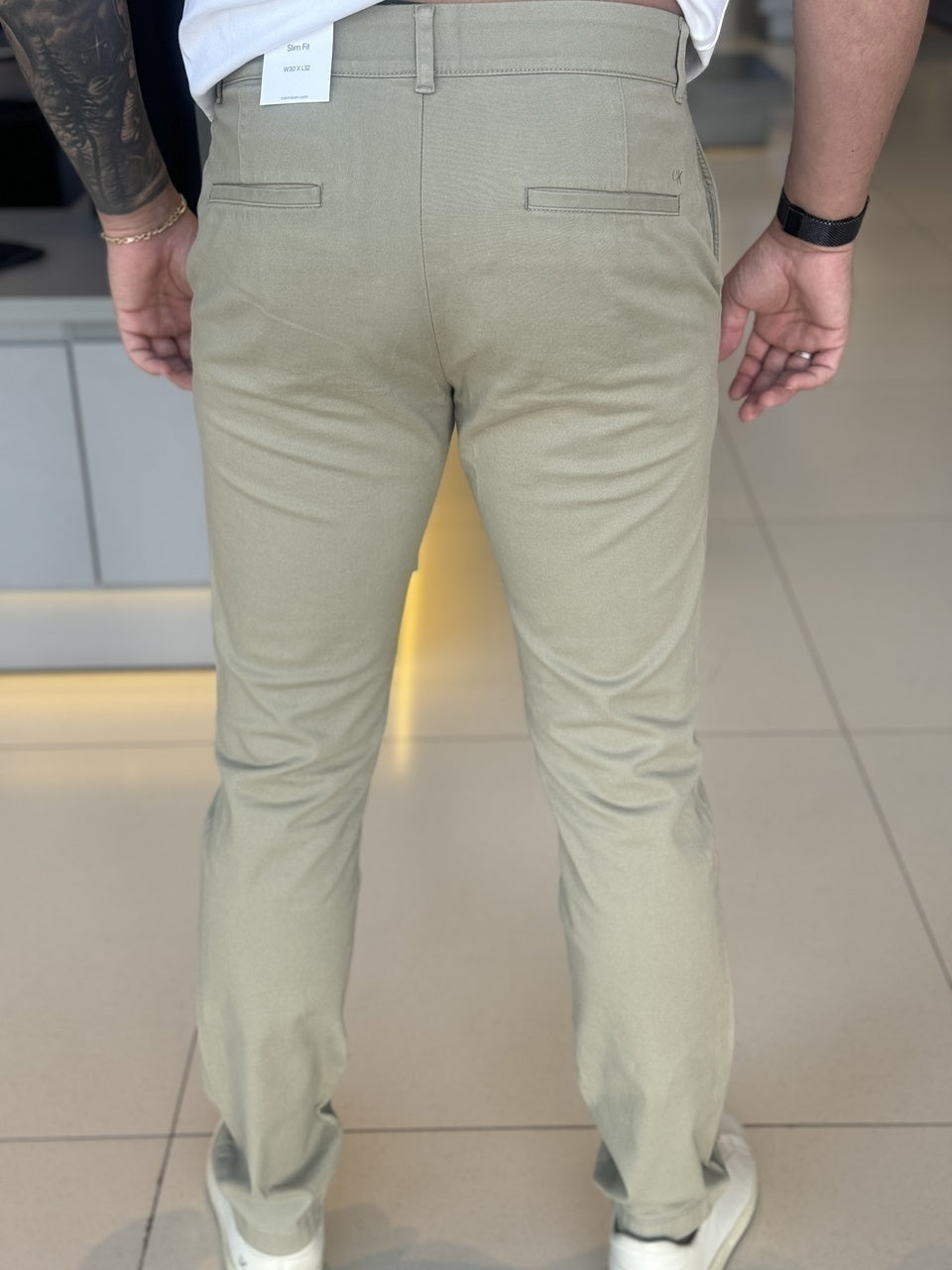 Calça Calvin Klein Slim Fit Sueded Stretch Masculino