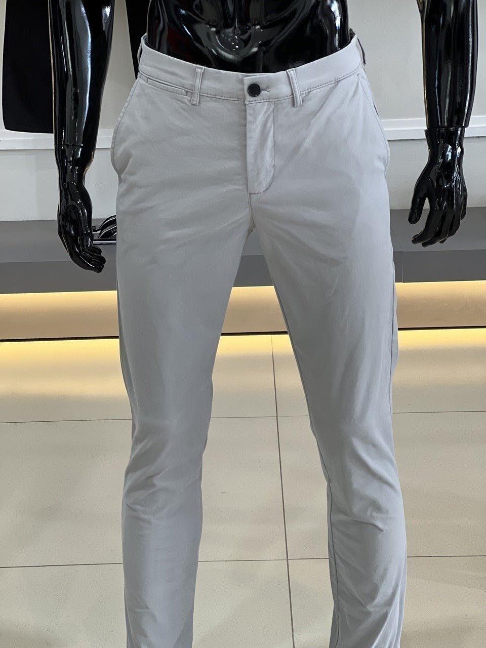 Calça Tommy Hilfiger Sarja Regular Fit Stretch Bolso Faca Masculino Cinza