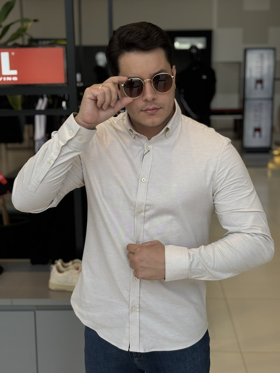 Camisa Calvin Klein Manga Longa Regular Fit Masculino