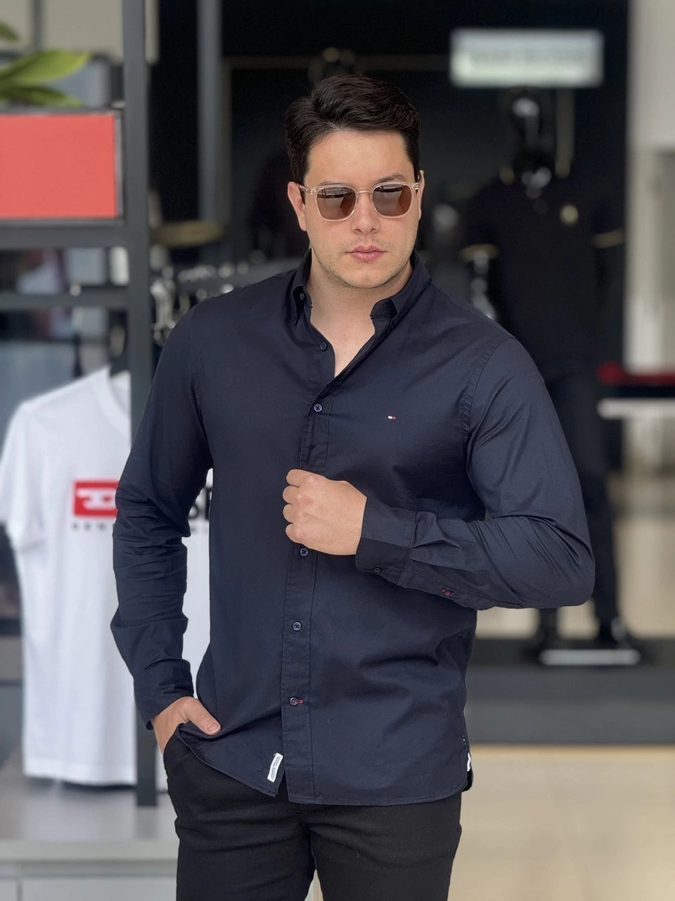 Camisa Tommy Hilfiger Manga Longa Thflex Regular Fit Masculino