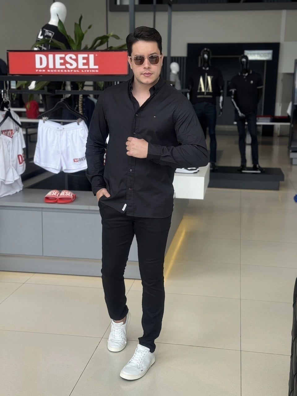 Camisa Tommy Hilfiger Manga Longa Thflex Regular Fit Masculino