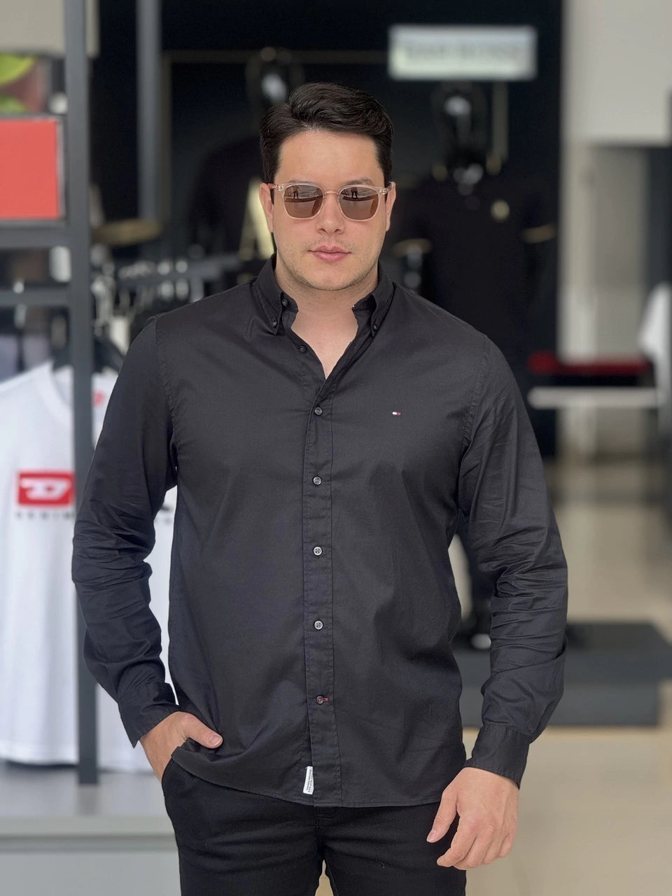 Camisa Tommy Hilfiger Manga Longa Thflex Regular Fit Masculino