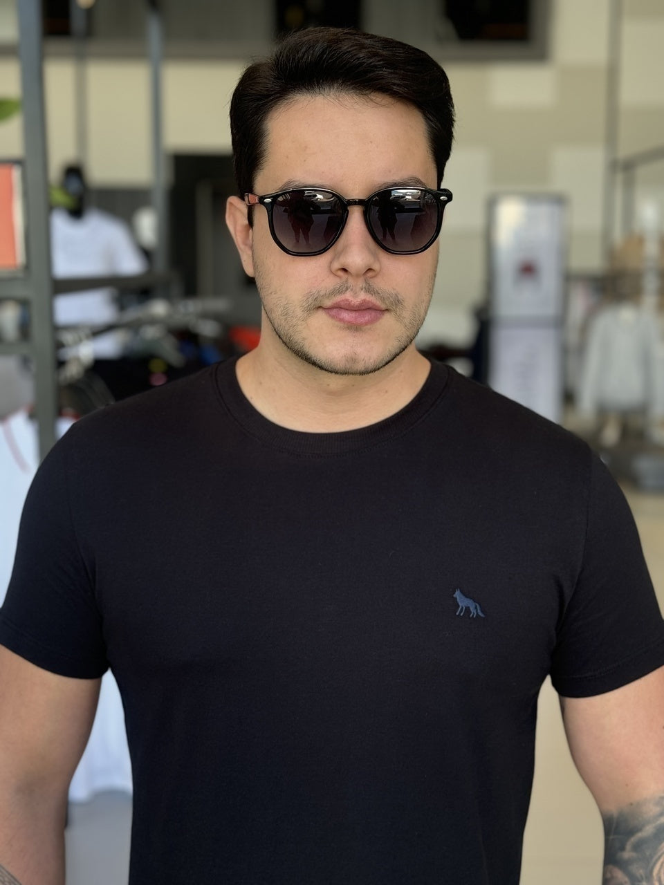 Camiseta Acostamento Lobo Bordado Masculino