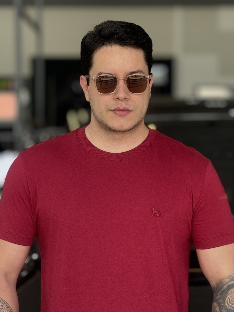 Camiseta Acostamento Lobo Bordado Masculino