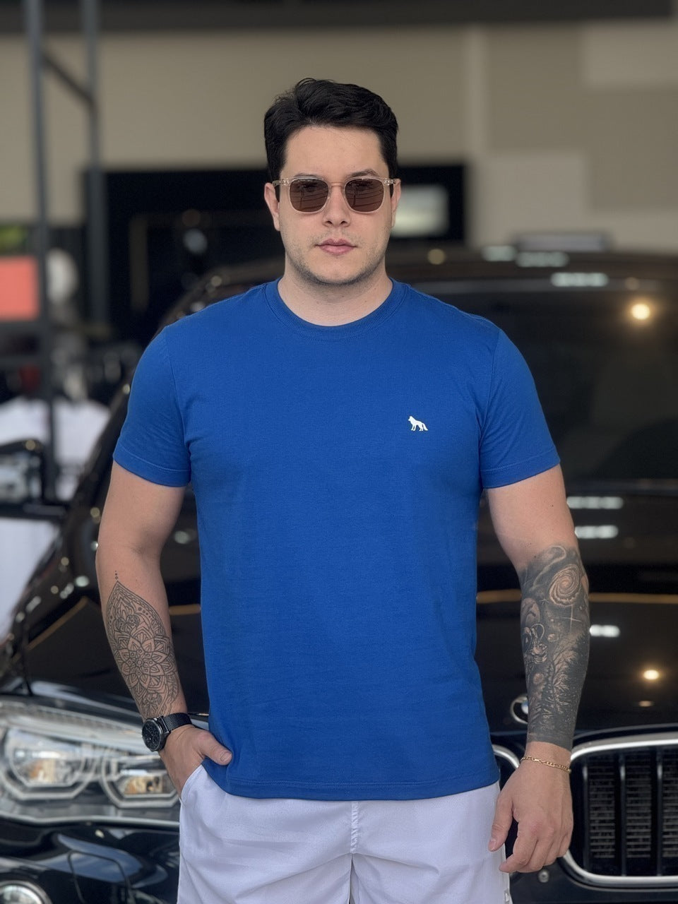 Camiseta Acostamento Lobo nas Costas Masculino