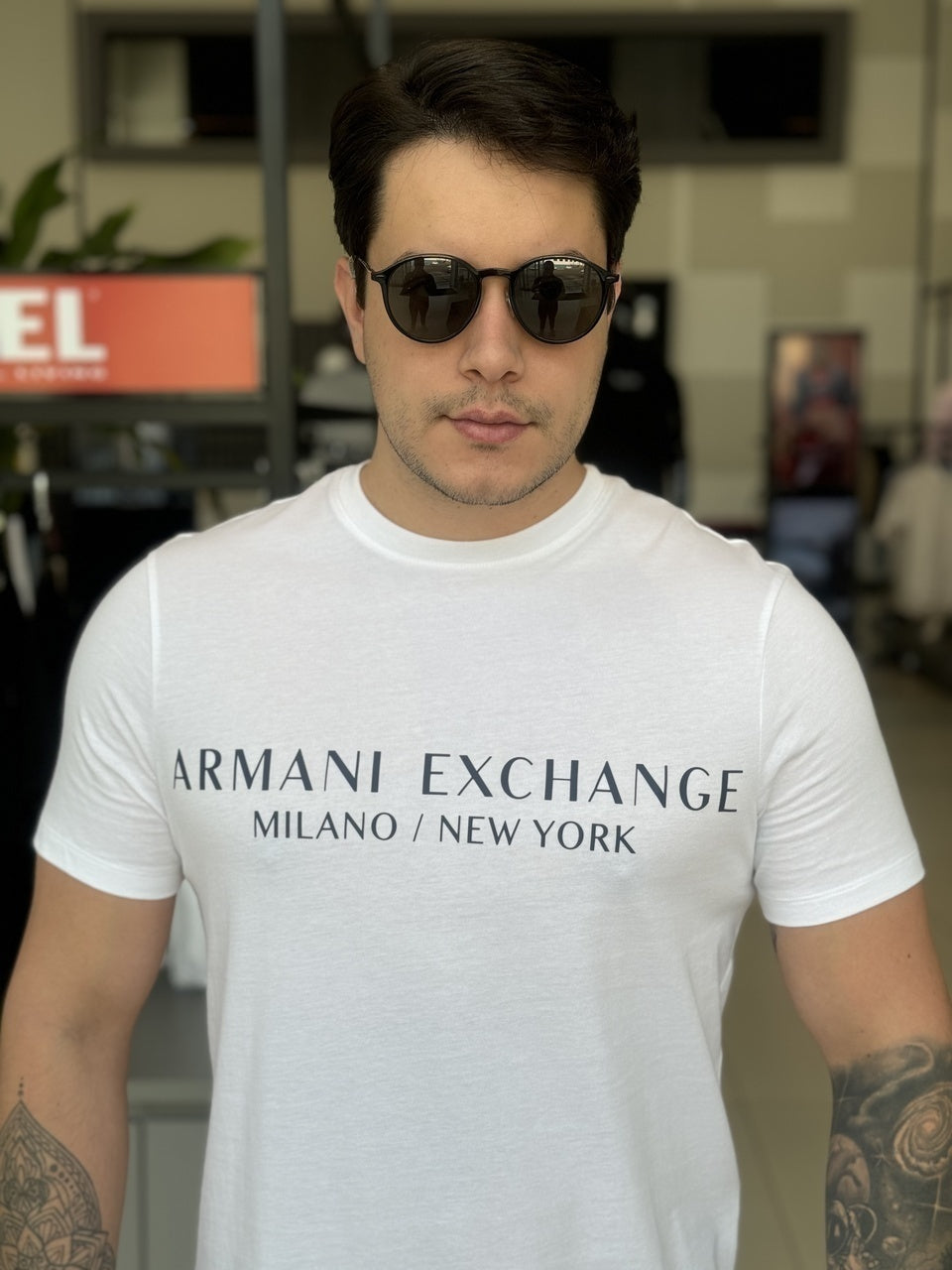 Camiseta Armani Exchange Slim Fit Milano / New York Estampado Masculino