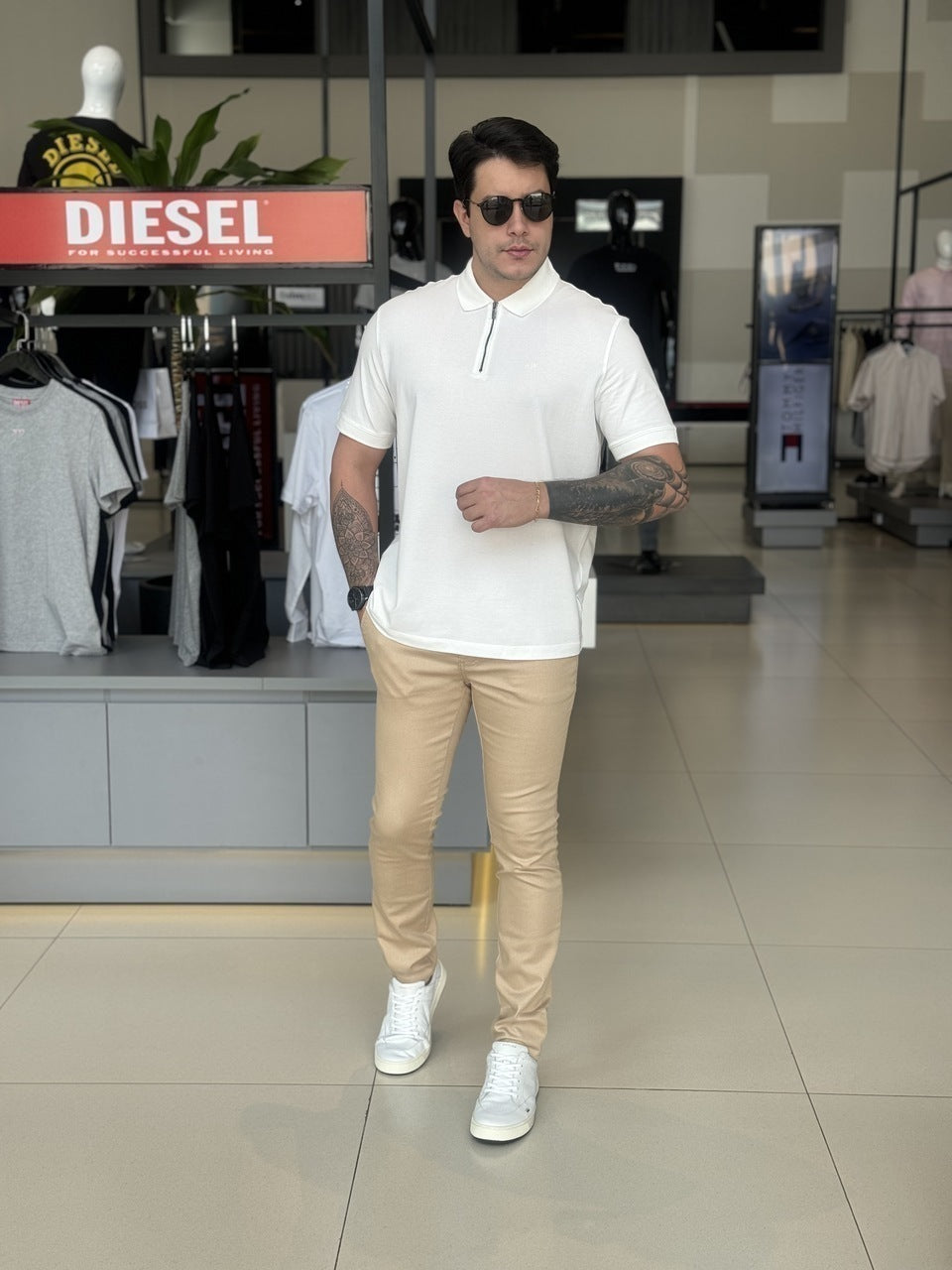 Polo Armani Exchange com Zíper Masculino