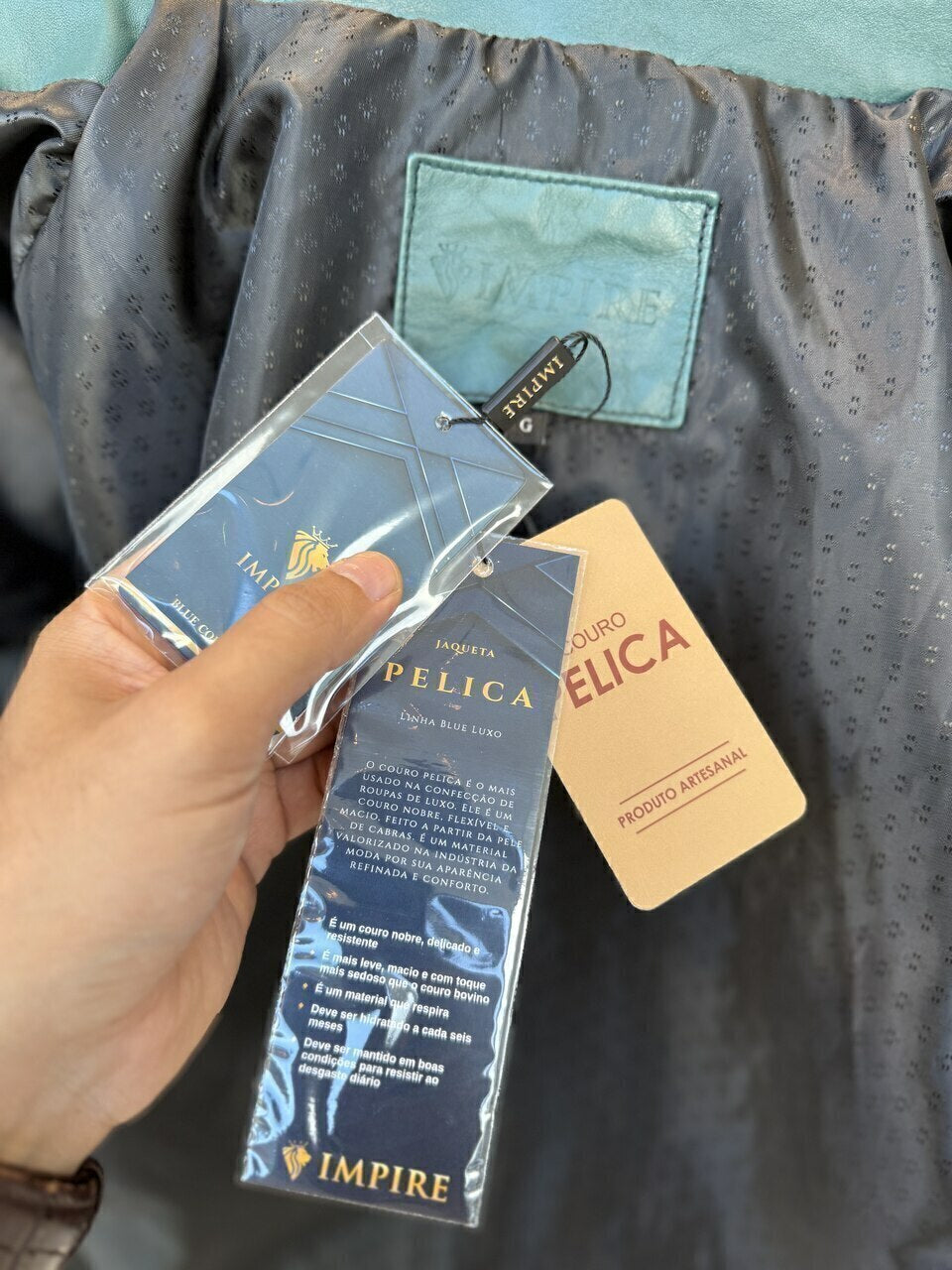 Jaqueta Impire Slim em Couro Pelica Masculino