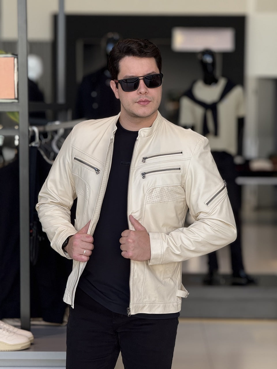 Jaqueta Impire Slim em Couro Pelica Masculino