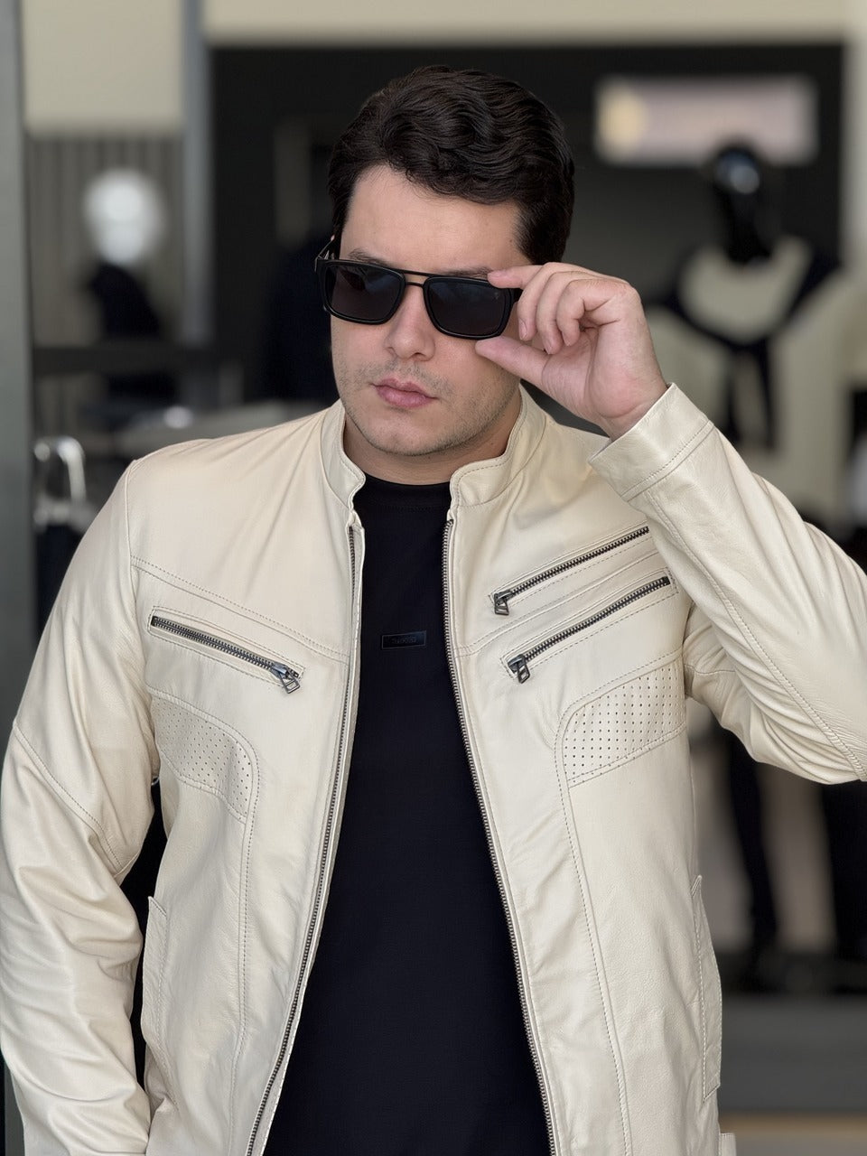 Jaqueta Impire Slim em Couro Pelica Masculino