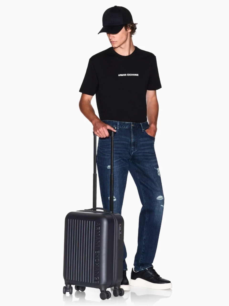 Mala Armani Exchange Trolley com logo