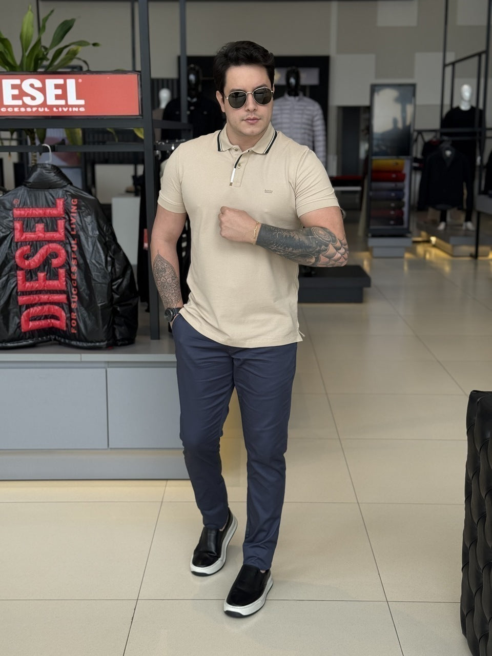 Polo Acostamento Casual Masculino
