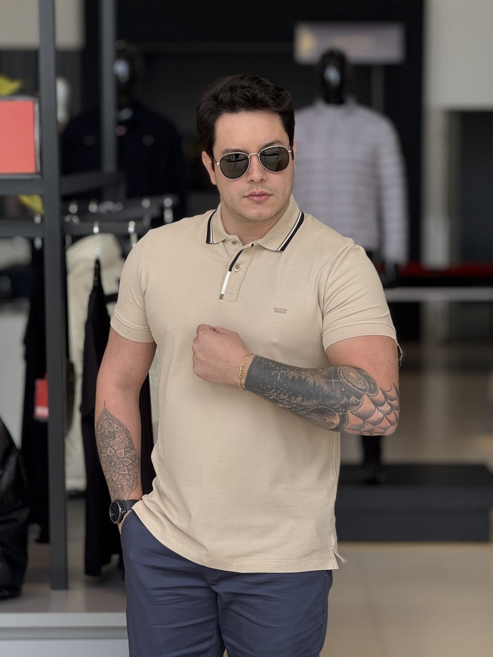 Polo Acostamento Casual Masculino