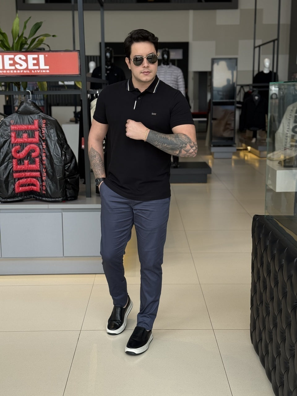 Polo Acostamento Casual Masculino