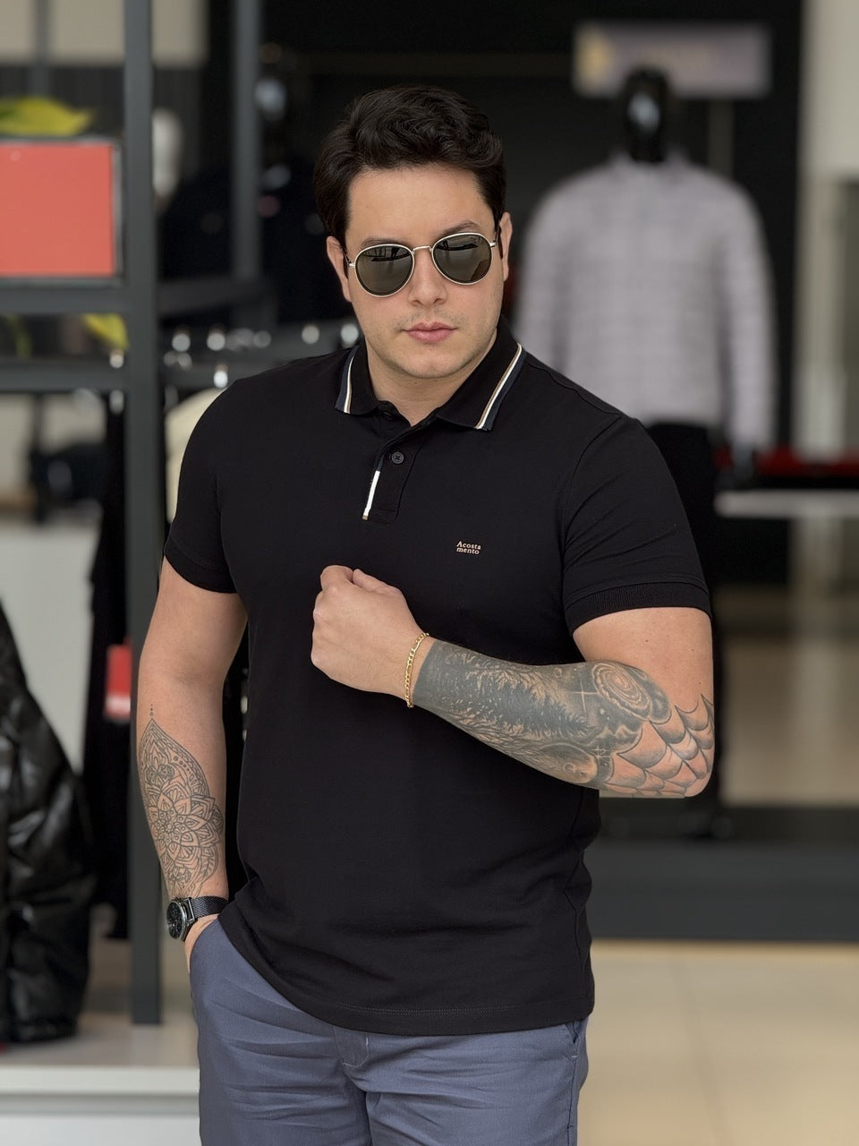 Polo Acostamento Casual Masculino