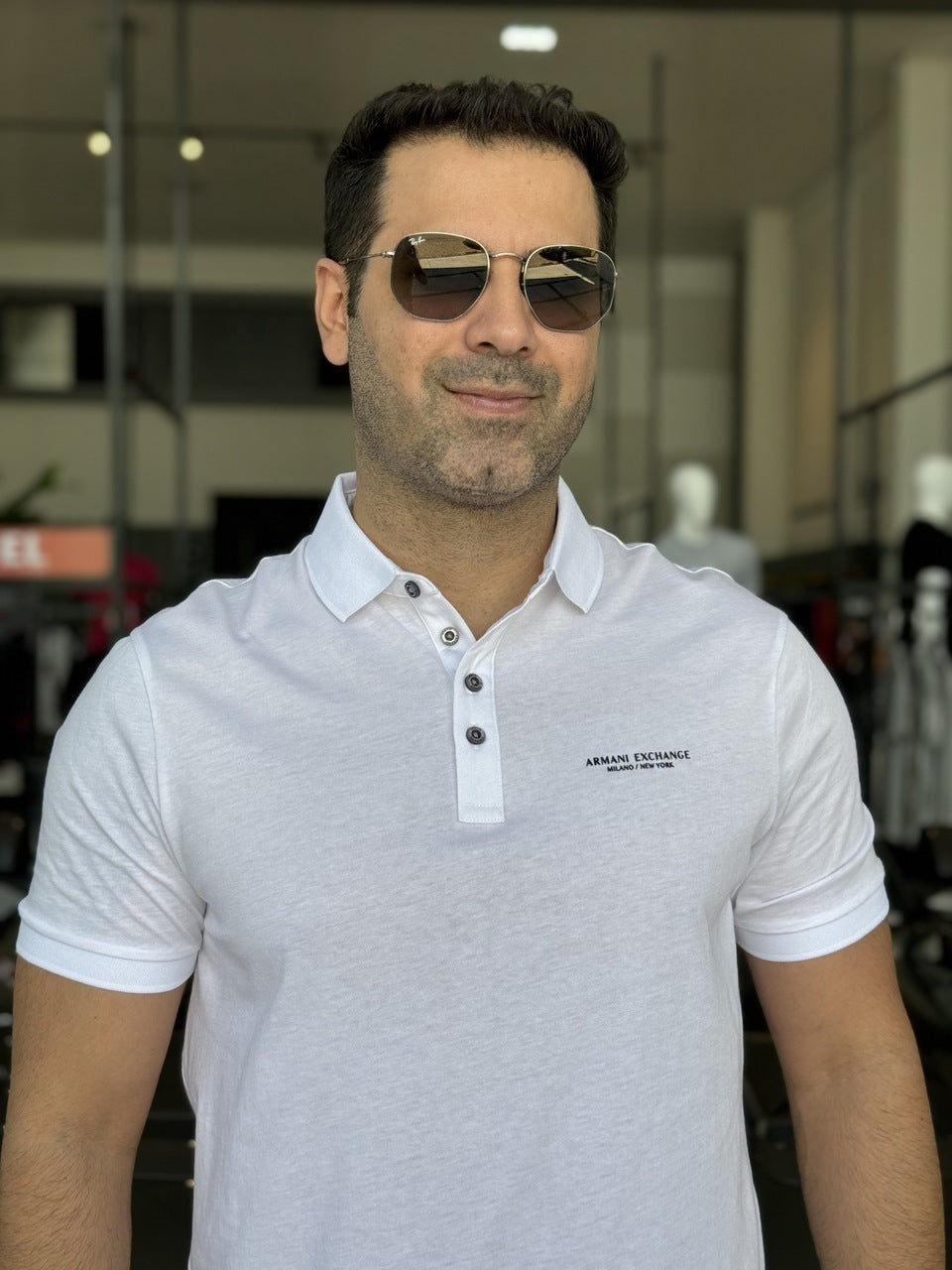 Polo Armani Exchange Lettering Assinatura no Peito Masculino
