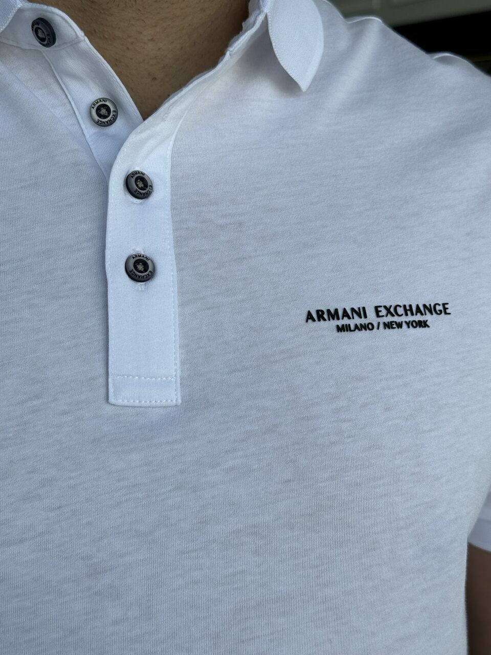 Polo Armani Exchange Lettering Assinatura no Peito Masculino