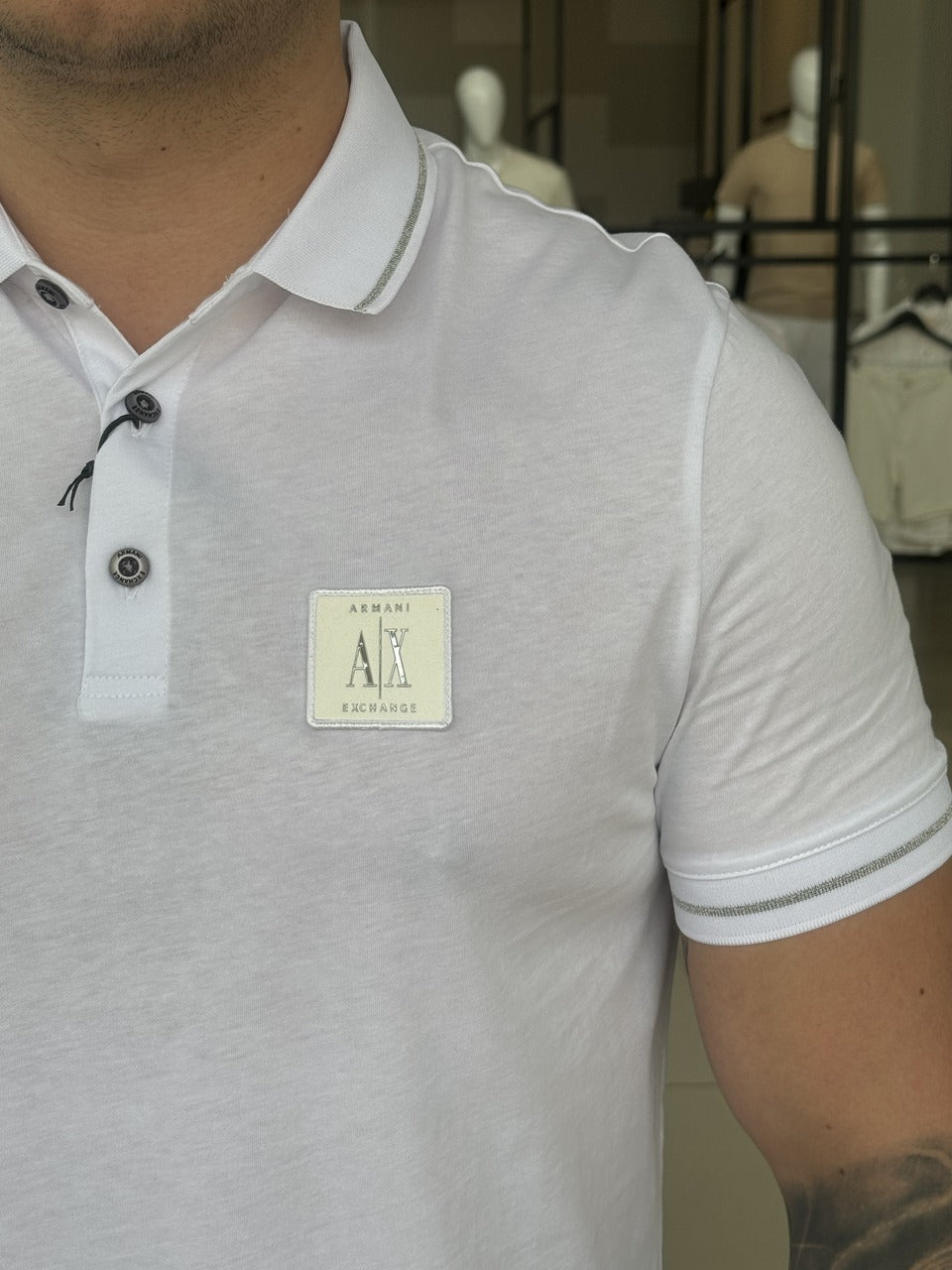 Polo Armani Exchange Friso na Gola Masculino