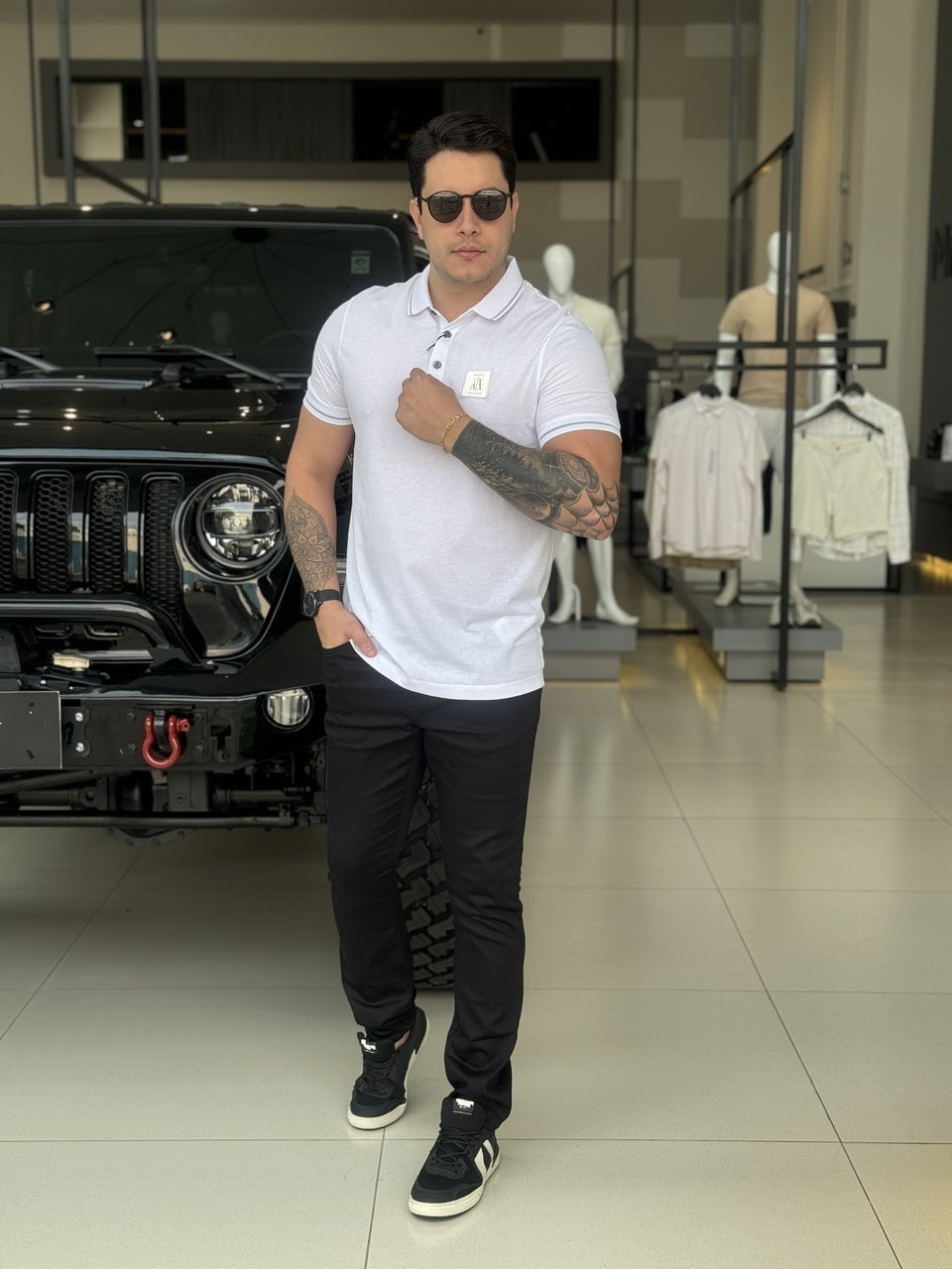 Polo Armani Exchange Friso na Gola Masculino