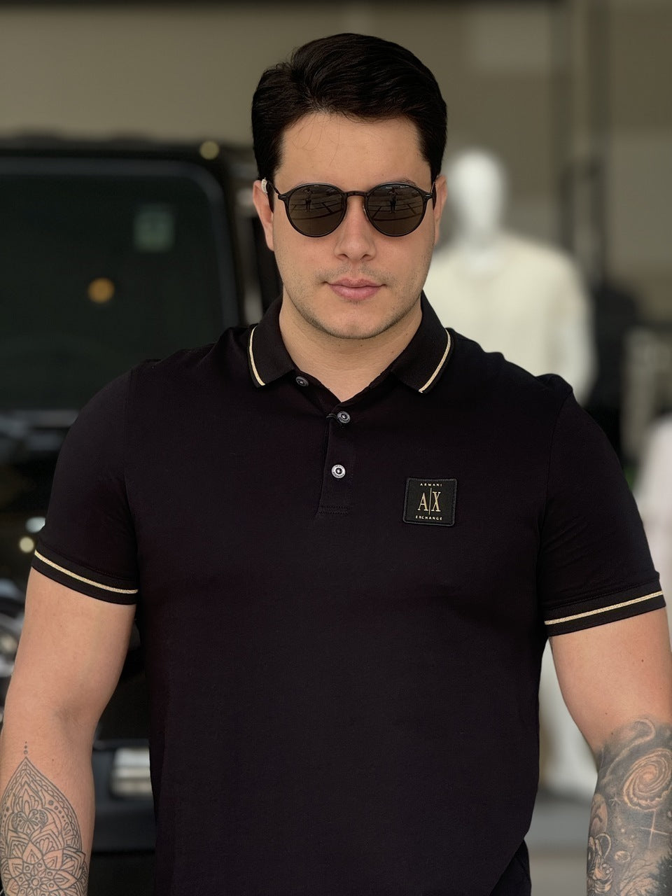 Polo Armani Exchange Friso na Gola Masculino