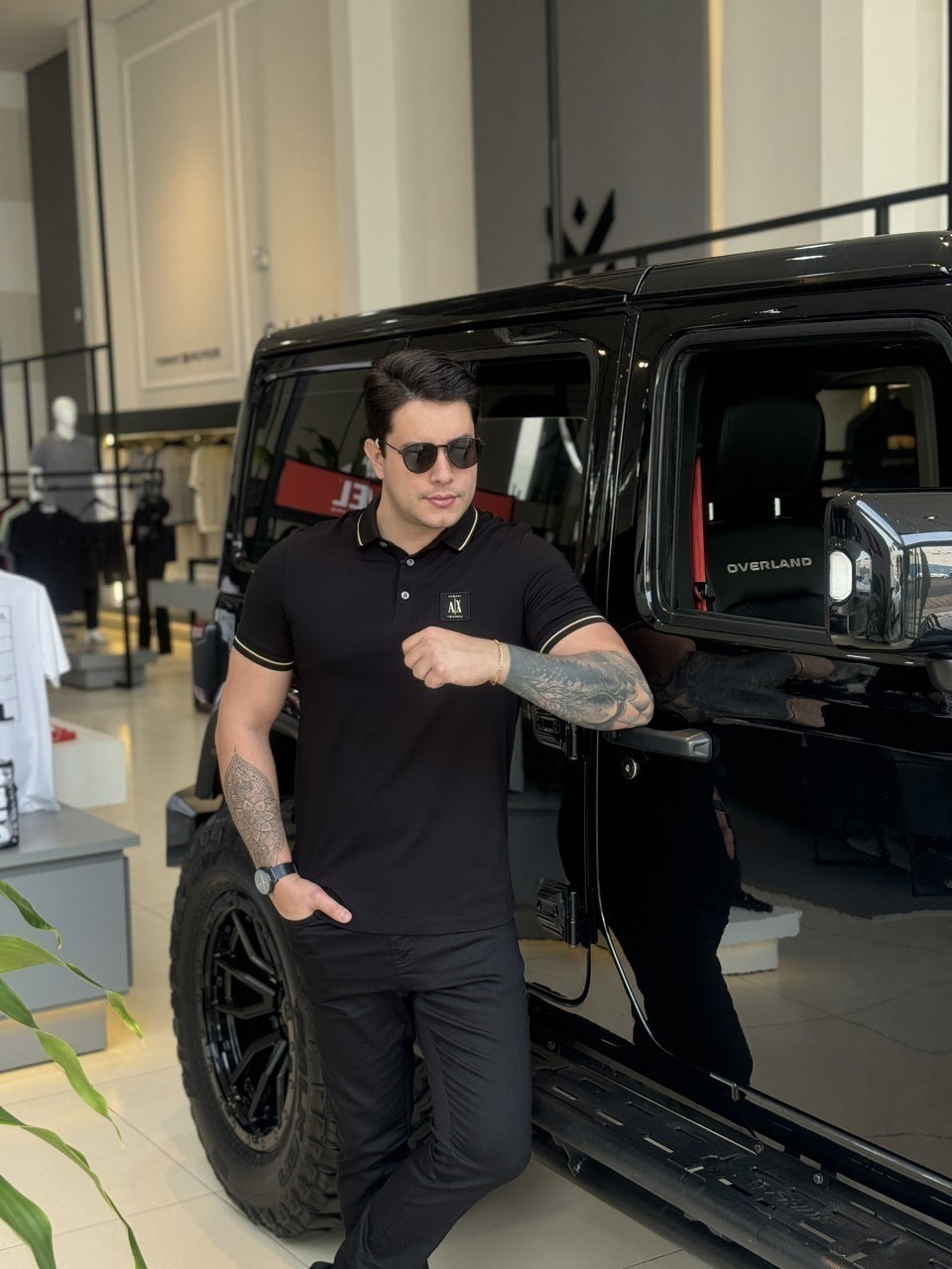 Polo Armani Exchange Friso na Gola Masculino