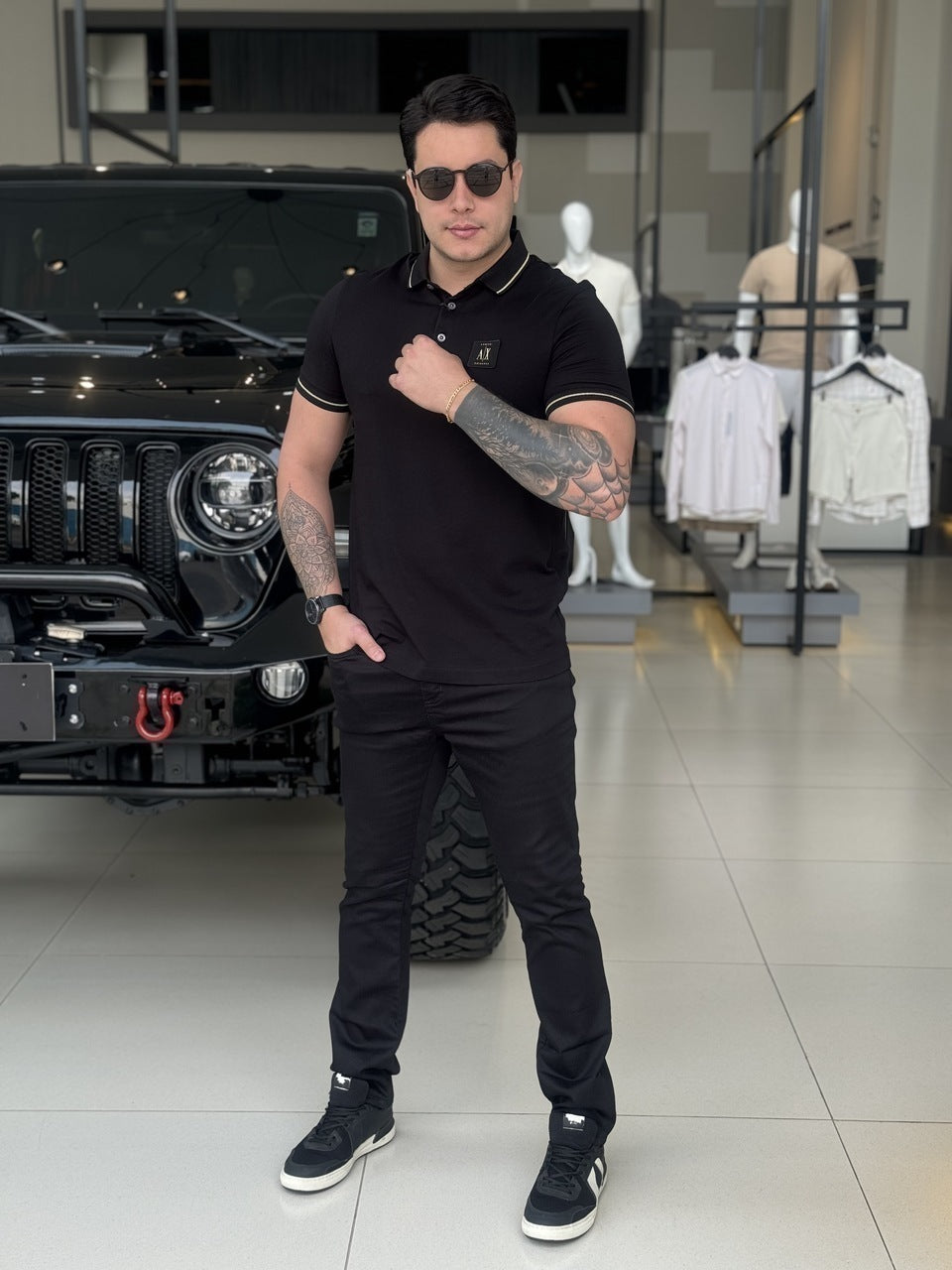 Polo Armani Exchange Friso na Gola Masculino