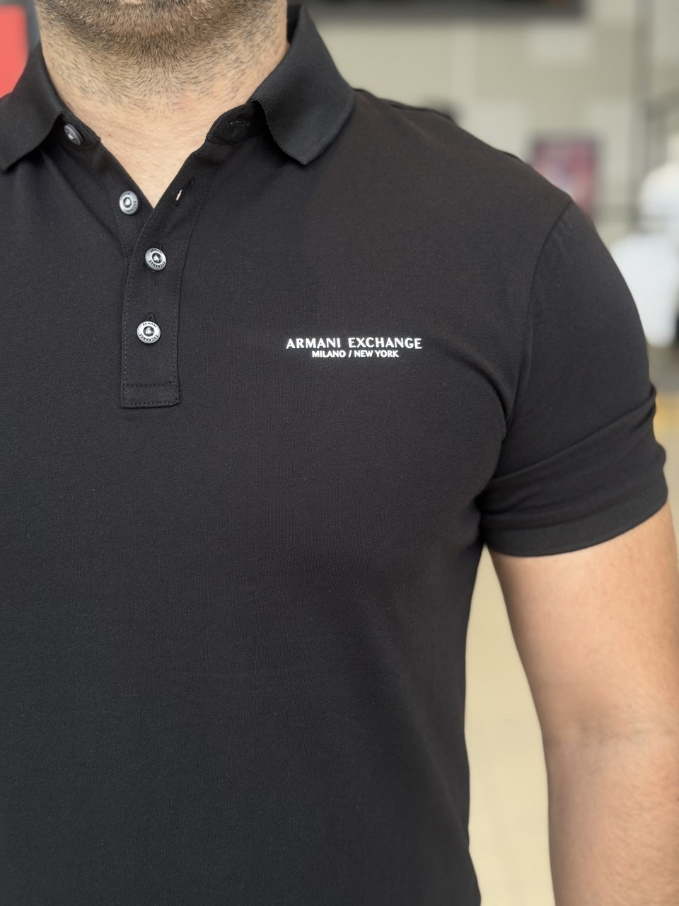 Polo Armani Exchange Lettering Assinatura no Peito Masculino