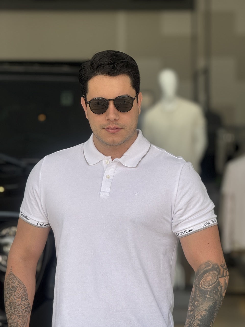 Polo Calvin Klein Slim Fit Logo Punho Masculino