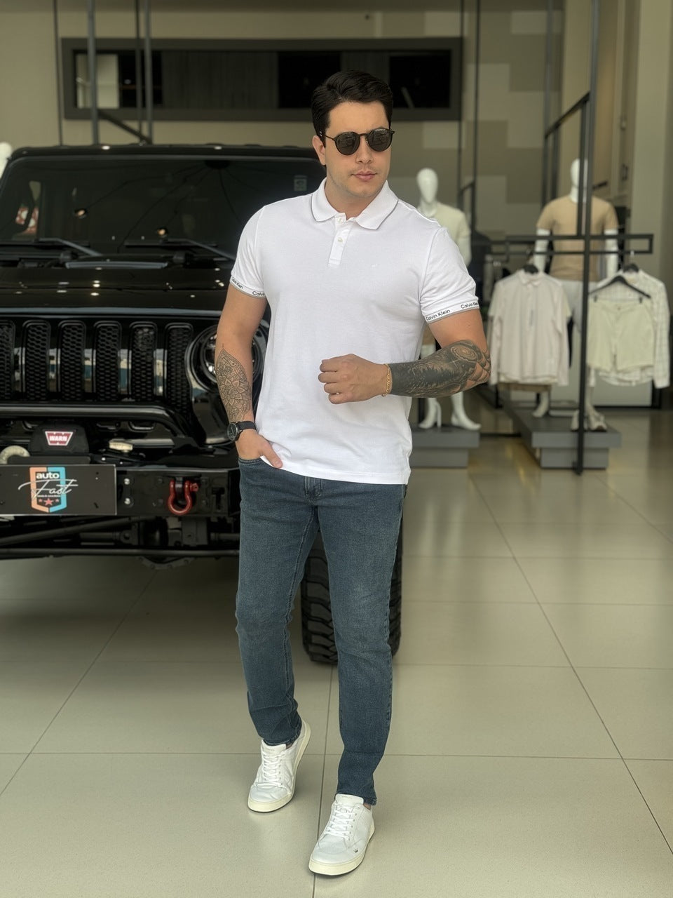 Polo Calvin Klein Slim Fit Logo Punho Masculino
