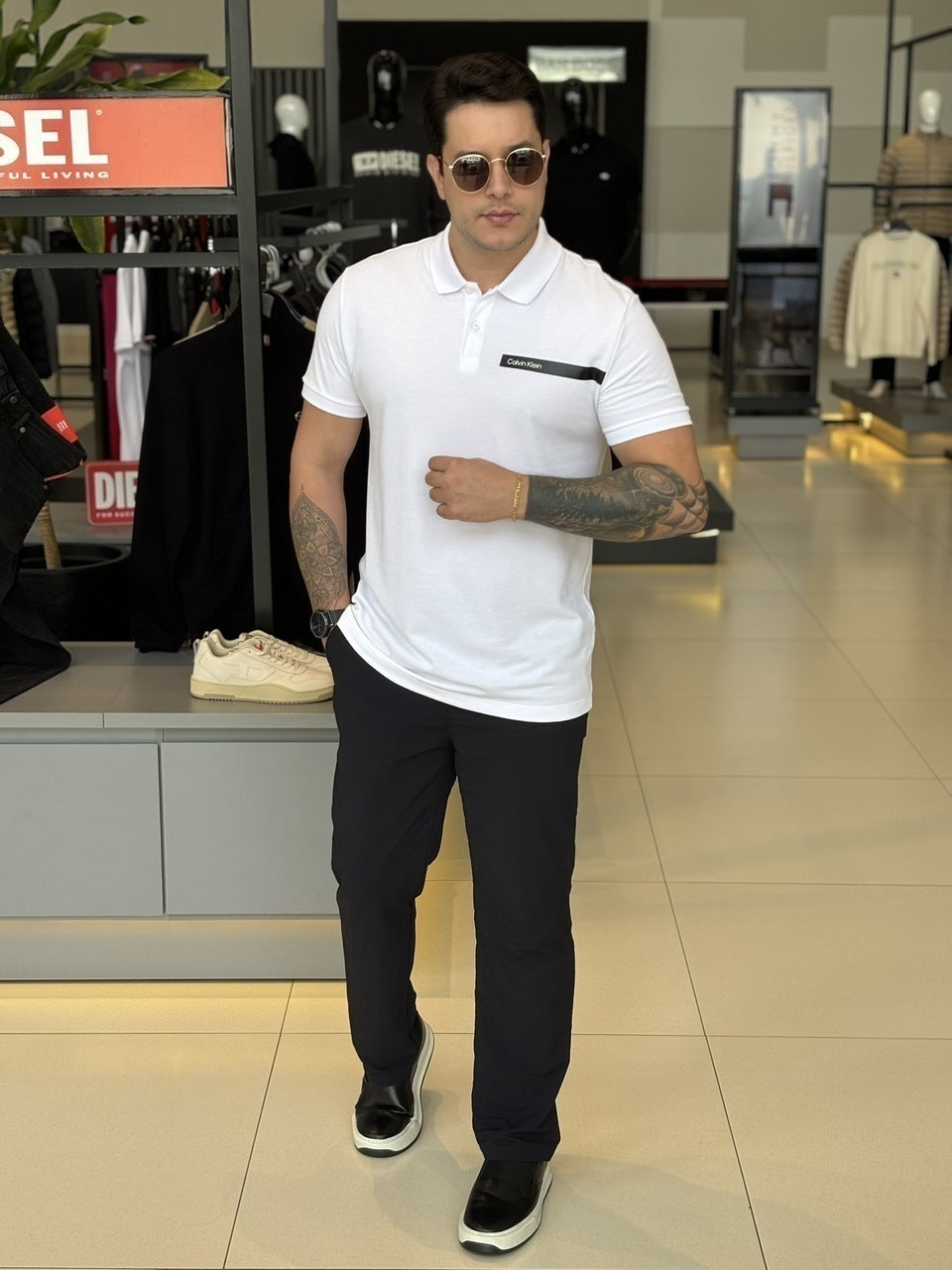 Polo Calvin Klein Slim Fit Palito Gel Masculino