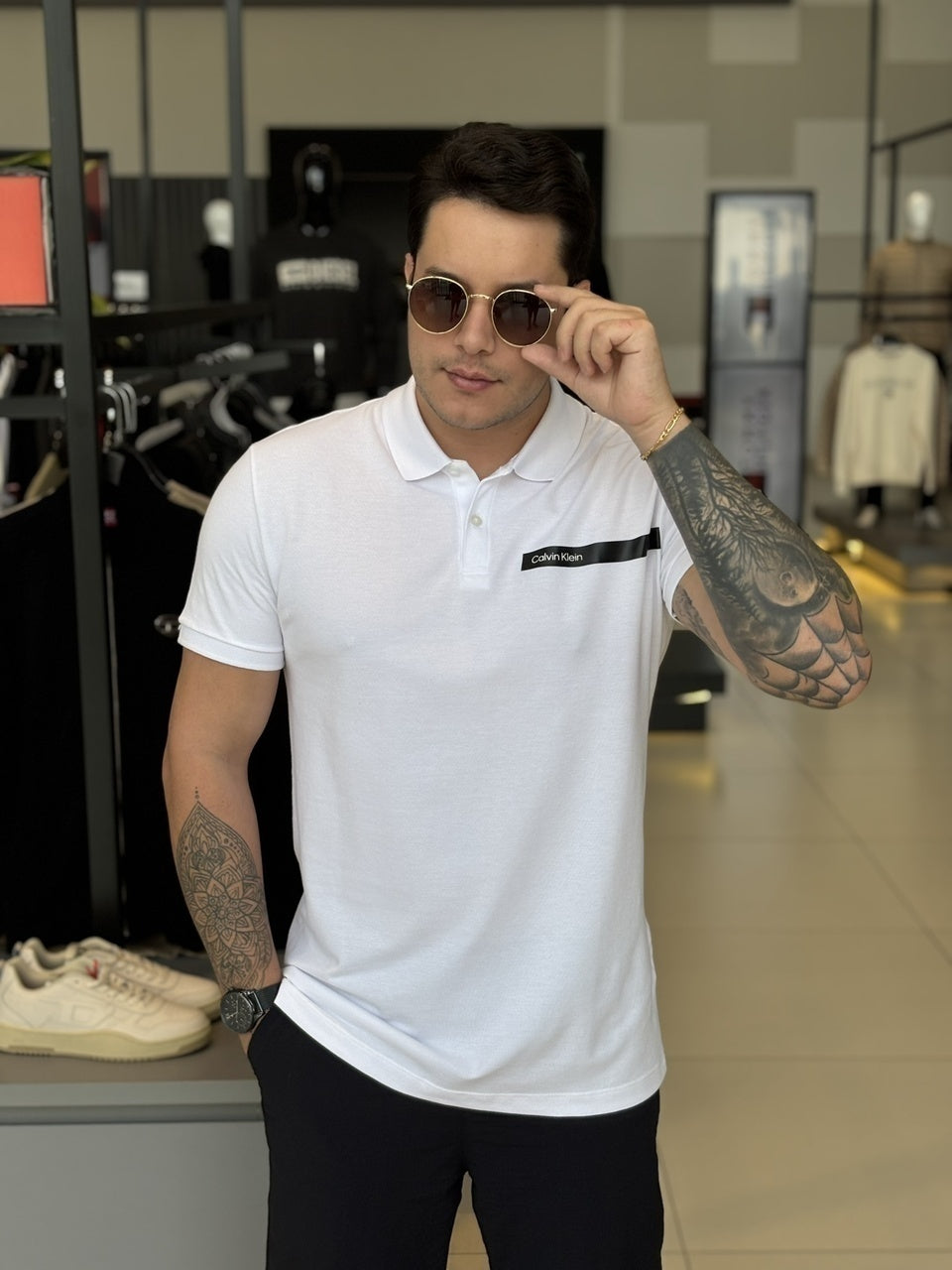 Polo Calvin Klein Slim Fit Palito Gel Masculino