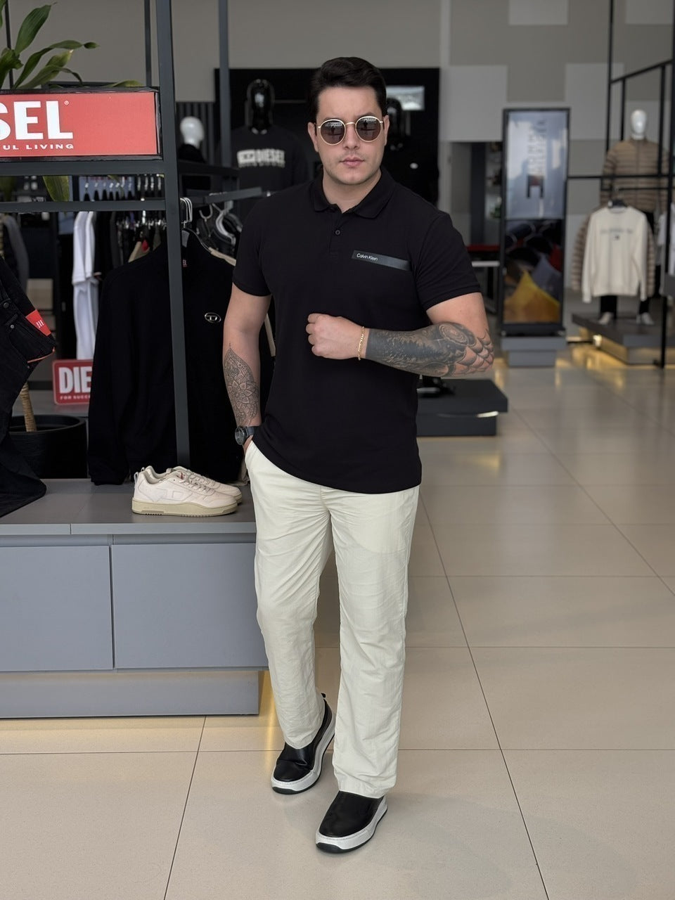 Polo Calvin Klein Slim Fit Palito Gel Masculino