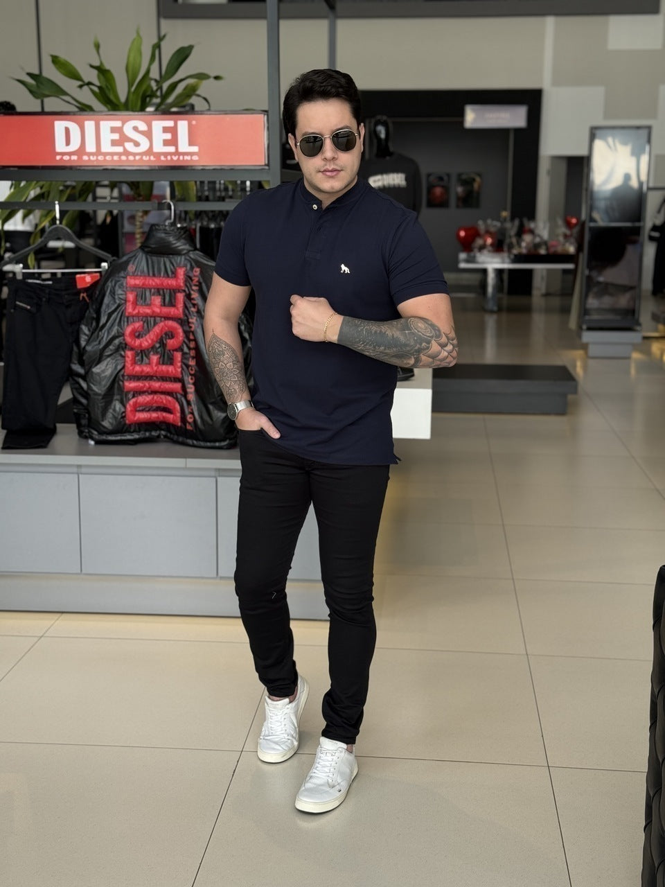 Polo Acostamento Elastano Gola Padre Masculino