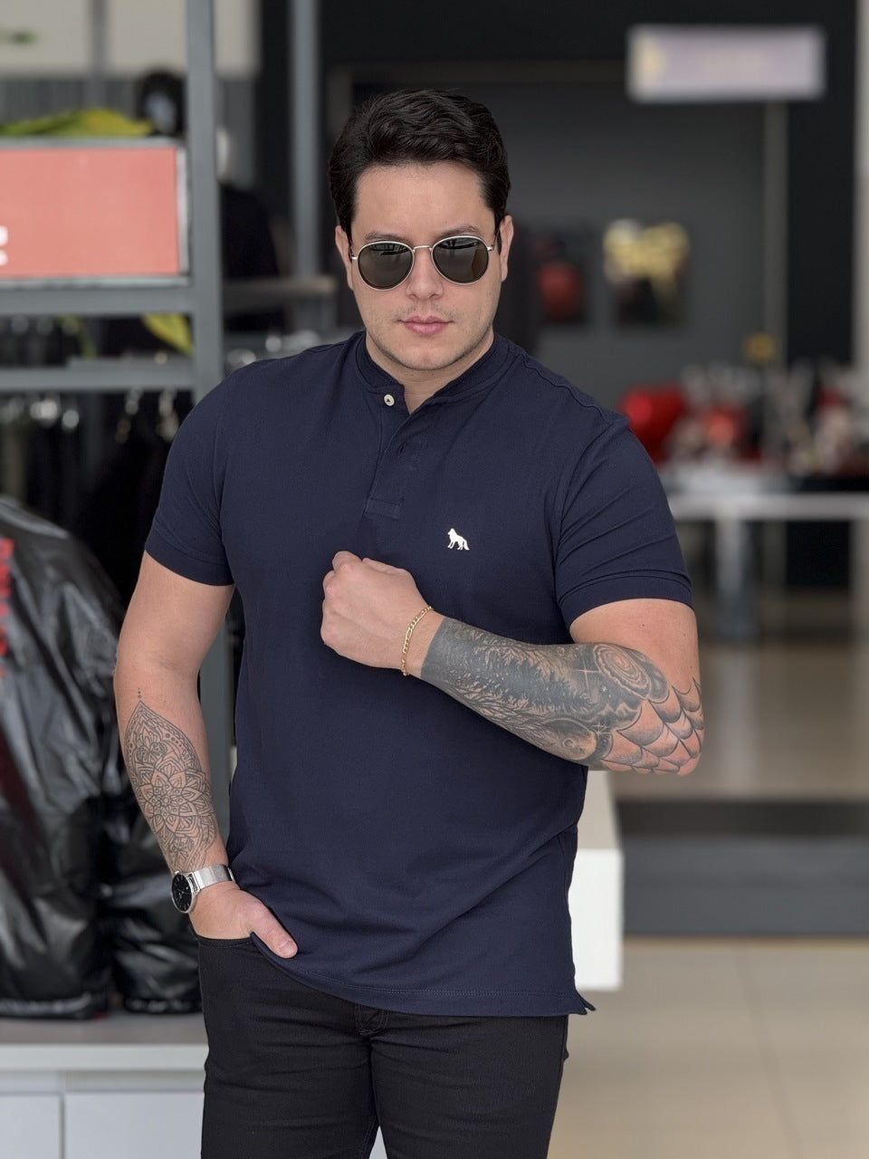 Polo Acostamento Elastano Gola Padre Masculino