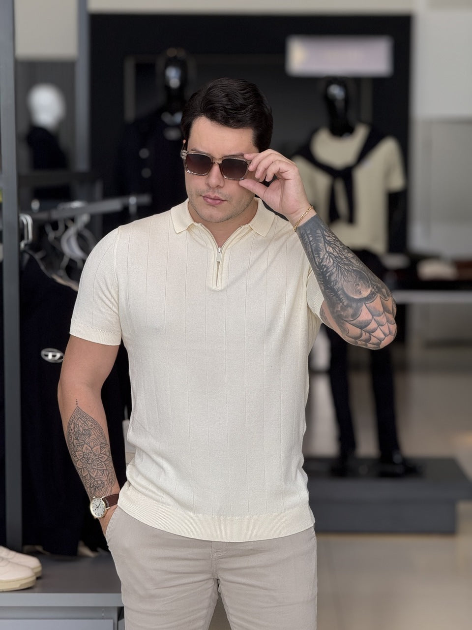 Polo Impire Tricot Listras Masculino
