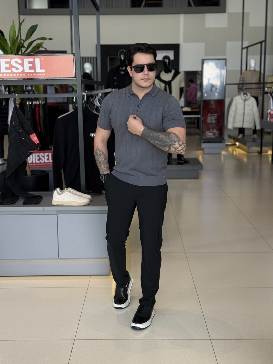Polo Impire Tricot Listras Masculino