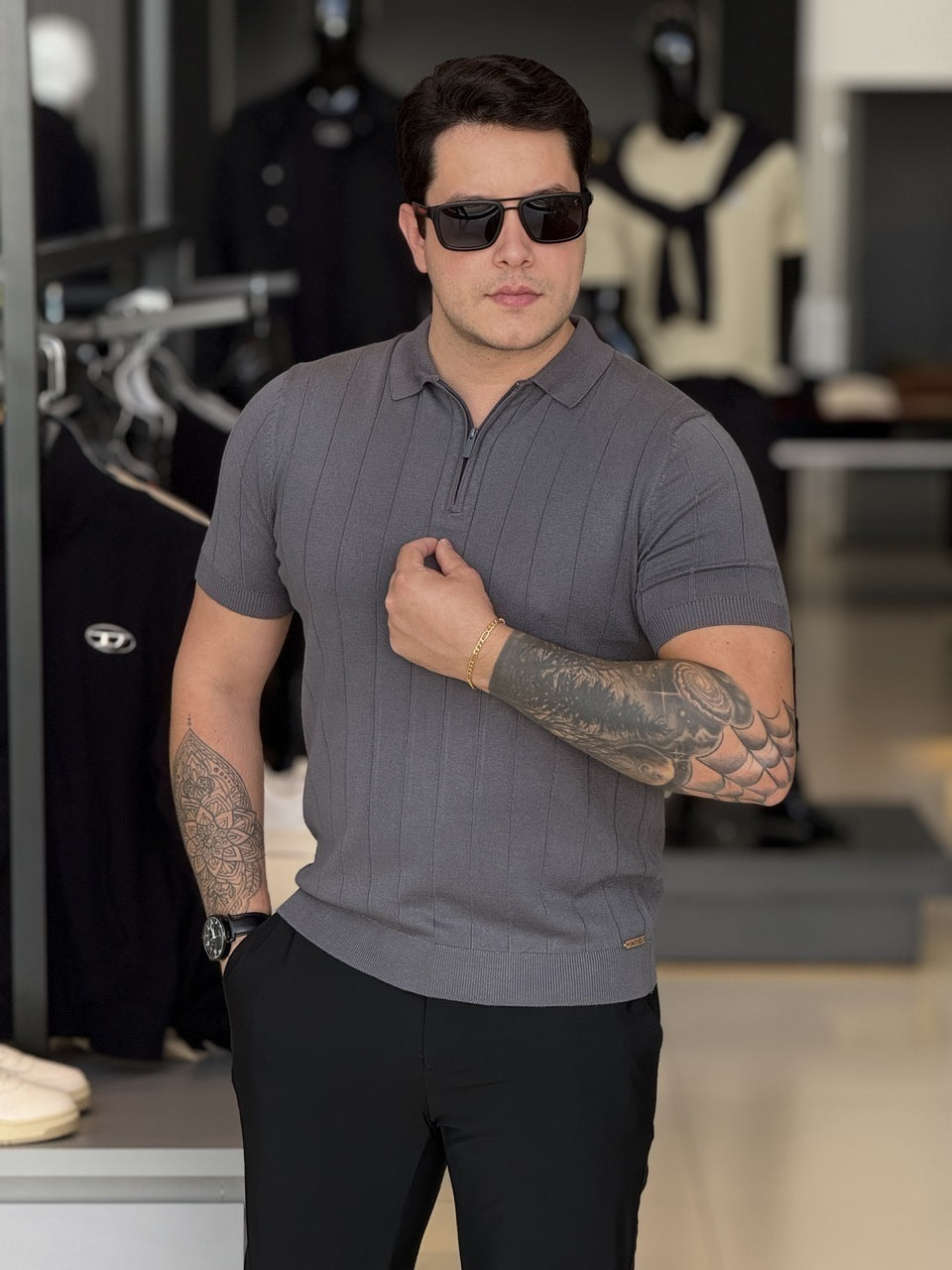 Polo Impire Tricot Listras Masculino