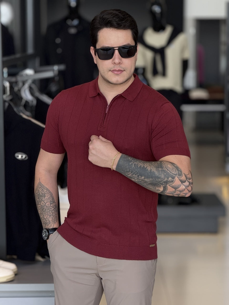 Polo Impire Tricot Listras Masculino