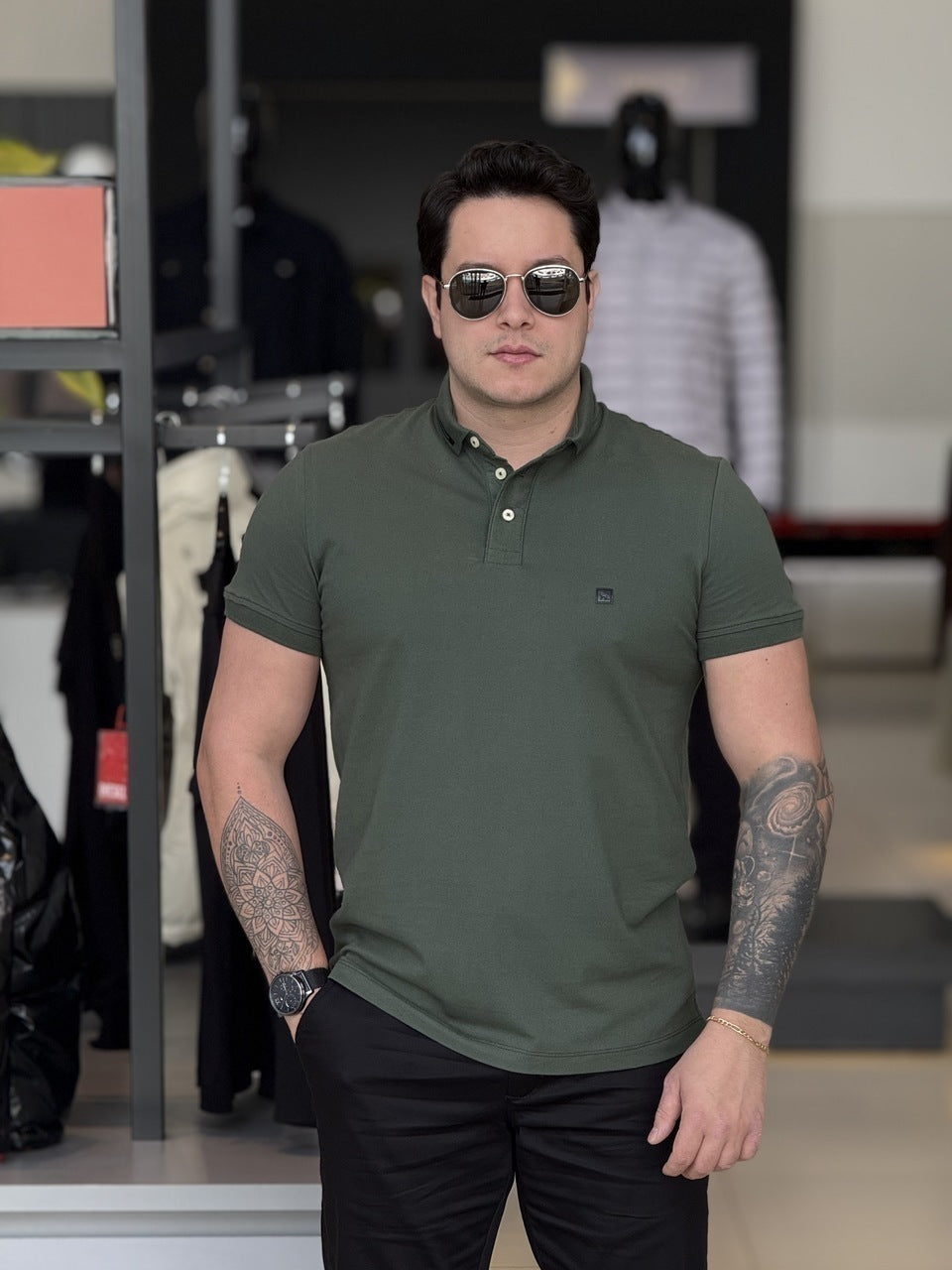 Polo Acostamento Elastano Masculino