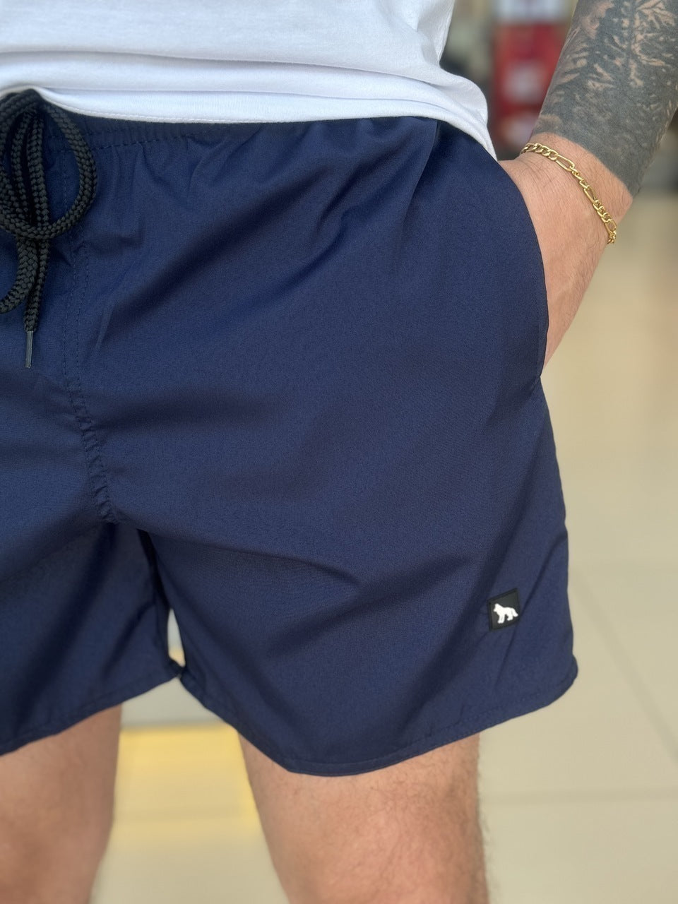 Short Acostamento Plus Size Elastano Masculino
