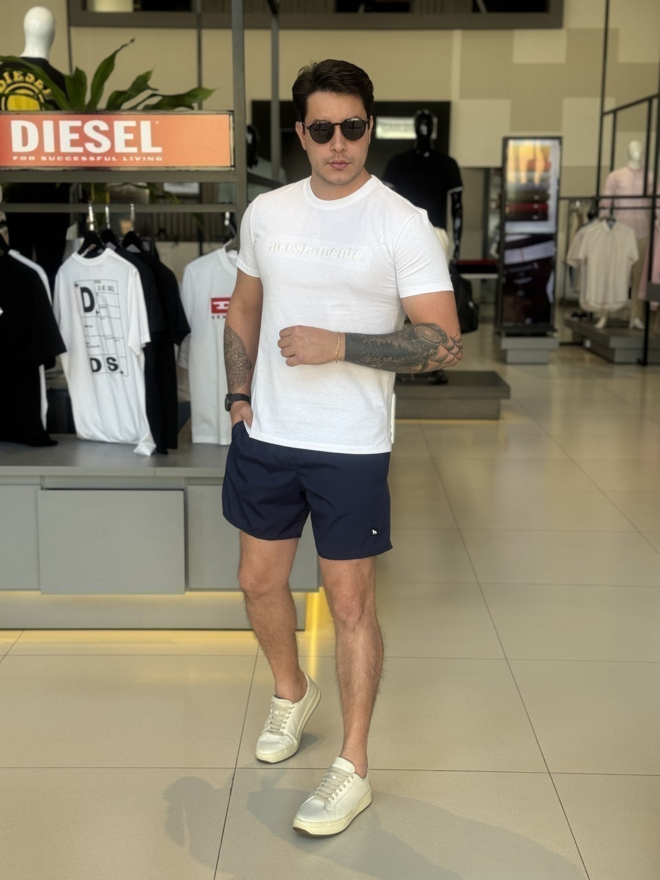 Short Acostamento Plus Size Elastano Masculino