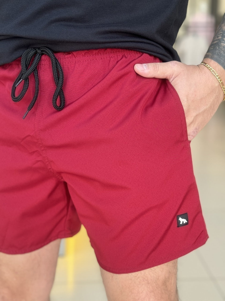 Short Acostamento Plus Size Elastano Masculino