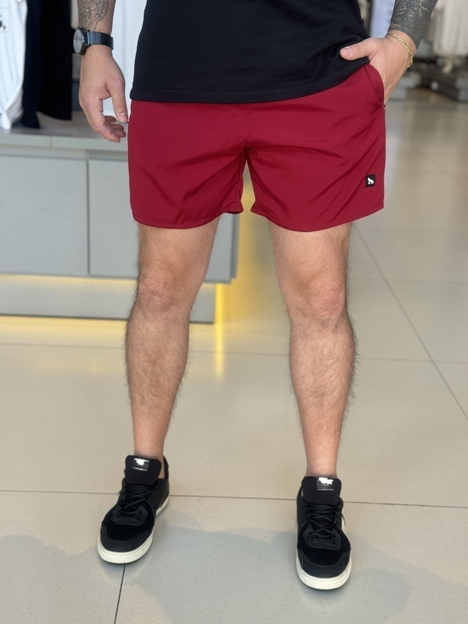 Short Acostamento Plus Size Elastano Masculino