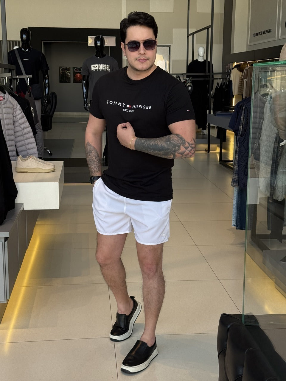Short Acostamento Plus Size Elastano Masculino