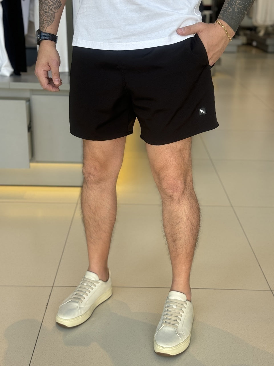 Short Acostamento Plus Size Elastano Masculino