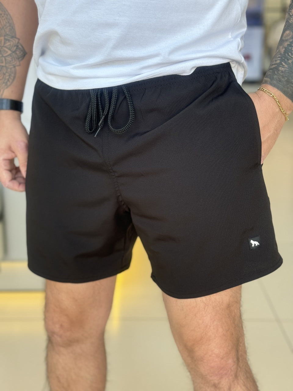 Short Acostamento Plus Size Elastano Masculino
